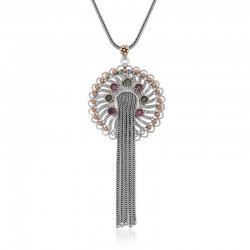 Gümüş Telkari Yakut Zümrüt Renkli Taşlı Kadın kolye Gümüş Telkari Yakut Zümrüt Renkli Taşlı Kadın kolye