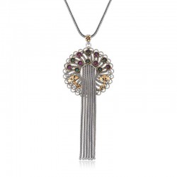 Gümüş Telkari Yakut Zümrüt Renkli Taşlı Kadın kolye Gümüş Telkari Yakut Zümrüt Renkli Taşlı Kadın kolye