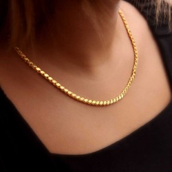 Gümüş Gold Pullu Arpa Zincir Gümüş Gold Pullu Arpa Zincir