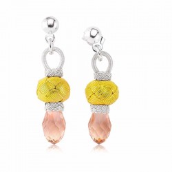 ​Gümüş Pembe Taşlı Kazaz Kadın Küpe