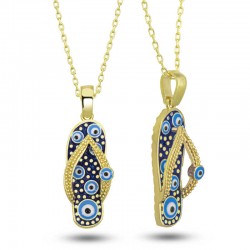 Gümüş Gold Nazar Parmak Arası Terlik Kadın Kolye Gümüş Gold Nazar Parmak Arası Terlik Kadın Kolye