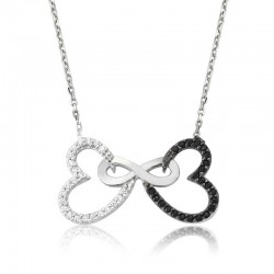 Gümüş İki Kalp Sonsuzluk Kadın Kolye Gümüş İki Kalp Sonsuzluk Kadın Kolye