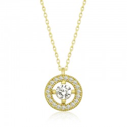 Gümüş Gold Minimal Yuvarlak Tektaş Kadın Kolye Gümüş Gold Minimal Yuvarlak Tektaş Kadın Kolye