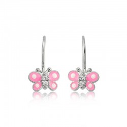 Gümüş Sallantılı Pembe Kelebek Çocuk Küpesi Gümüş Sallantılı Pembe Kelebek Çocuk Küpesi