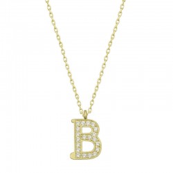 Gümüş Gold B Harfi Kadın Kolye Gümüş Gold B Harfi Kadın Kolye