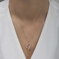 Gümüş Rose Birleşmiş Kalpler Kadın Kolye Gümüş Rose Birleşmiş Kalpler Kadın Kolye