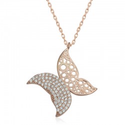 Gümüş Rose Kelebek Kadın Kolye Gümüş Rose Kelebek Kadın Kolye