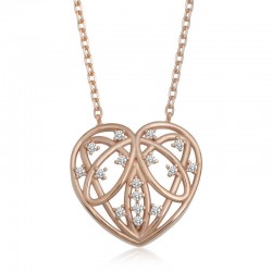 Gümüş Rose Bombeli Kalp Kadın Kolye Gümüş Rose Bombeli Kalp Kadın Kolye