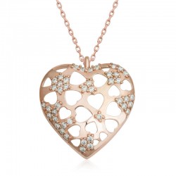 Gümüş Rose Bombeli Kalp Kadın Kolye Gümüş Rose Bombeli Kalp Kadın Kolye