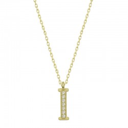 Gümüş Gold I Harfi Kadın Kolye Gümüş Gold I Harfi Kadın Kolye