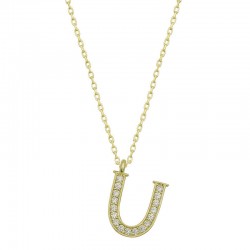 Gümüş Gold U Harfi Kadın Kolye Gümüş Gold U Harfi Kadın Kolye