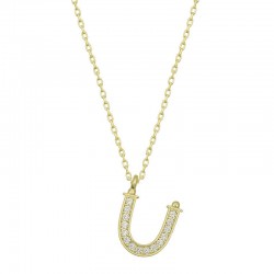 Gümüş Gold Ü Harfi Kadın Kolye Gümüş Gold Ü Harfi Kadın Kolye