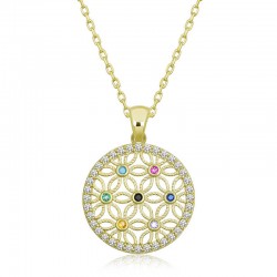 Gümüş Gold Renkli Taşlı Yaşam Çiçeği Kadın Kolye Gümüş Gold Renkli Taşlı Yaşam Çiçeği Kadın Kolye