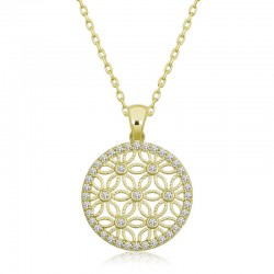 Gümüş Gold Beyaz Taşlı Yaşam Çiçeği Kadın Kolye Gümüş Gold Beyaz Taşlı Yaşam Çiçeği Kadın Kolye