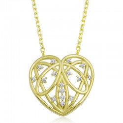 Gümüş Gold Bombeli Kalp Kadın Kolye Gümüş Gold Bombeli Kalp Kadın Kolye