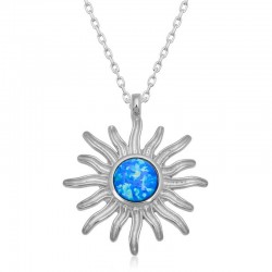 Gümüş Mavi Opal Taşlı Güneş Kadın Kolye Gümüş Mavi Opal Taşlı Güneş Kadın Kolye