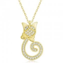 Gümüş Gold Kedi Kadın Kolye Gümüş Gold Kedi Kadın Kolye