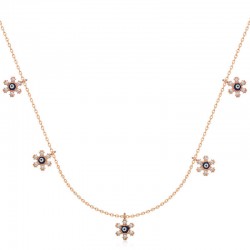 Gümüş Rose Çiçek Nazarlı Şans Kadın Kolye Gümüş Rose Çiçek Nazarlı Şans Kadın Kolye