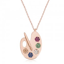 Gümüş Rose Ressam Paleti Kadın Kolye Gümüş Rose Ressam Paleti Kadın Kolye