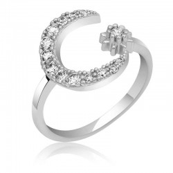 Gümüş Ayarlanabilir Ay Yıldız Kadın Yüzük Gümüş Ayarlanabilir Ay Yıldız Kadın Yüzük