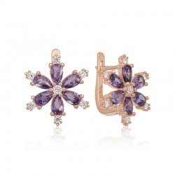 Gümüş Mor Lotus Çiçeği Kadın Küpe Gümüş Mor Lotus Çiçeği Kadın Küpe