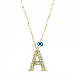 Gümüş Nazar Gold A Harfi Kadın Kolye Gümüş Nazar Gold A Harfi Kadın Kolye