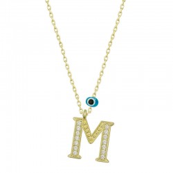 Gümüş Nazar Gold M Harfi Kadın Kolye Gümüş Nazar Gold M Harfi Kadın Kolye