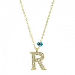 Gümüş Nazar Gold R Harfi Kadın Kolye Gümüş Nazar Gold R Harfi Kadın Kolye