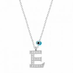 Gümüş Nazar Rodyum E Harfi Kadın Kolye Gümüş Nazar Rodyum E Harfi Kadın Kolye