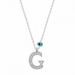 Gümüş Nazar Rodyum G Harfi Kadın Kolye Gümüş Nazar Rodyum G Harfi Kadın Kolye