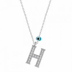 Gümüş Nazar Rodyum H Harfi Kadın Kolye Gümüş Nazar Rodyum H Harfi Kadın Kolye