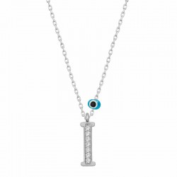 Gümüş Nazar Rodyum I Harfi Kadın Kolye Gümüş Nazar Rodyum I Harfi Kadın Kolye