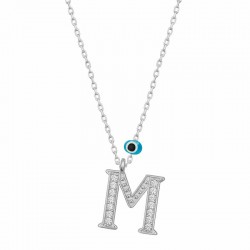 Gümüş Nazar Rodyum M Harfi Kadın Kolye Gümüş Nazar Rodyum M Harfi Kadın Kolye
