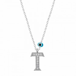Gümüş Nazar Rodyum T Harfi Kadın Kolye Gümüş Nazar Rodyum T Harfi Kadın Kolye