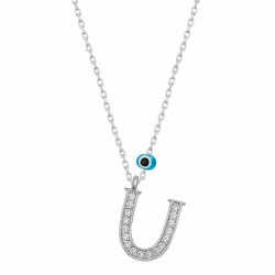 Gümüş Nazar Rodyum U Harfi Kadın Kolye Gümüş Nazar Rodyum U Harfi Kadın Kolye