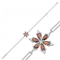 Gümüş Kırmızı Lotus Çiçeği Bileklik Gümüş Kırmızı Lotus Çiçeği Bileklik