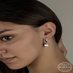 Swarovski Crystal Taşlı Gümüş Beyaz Oval Sallantılı Kadın Küpe Swarovski Crystal Taşlı Gümüş Beyaz Oval Sallantılı Kadın Küpe