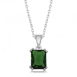 Gümüş Yeşil Kristal Kare Taşlı Kadın Kolye Gümüş Yeşil Kristal Kare Taşlı Kadın Kolye