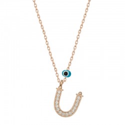 Gümüş Nazar Rose Ü Harfi Kadın Kolye Gümüş Nazar Rose Ü Harfi Kadın Kolye