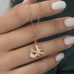 Gümüş Rose Tek Taşlı Uçak Kadın Kolye Gümüş Rose Tek Taşlı Uçak Kadın Kolye