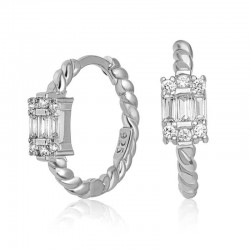 Gümüş Baget Taşlı Kadın Küpe Gümüş Baget Taşlı Kadın Küpe