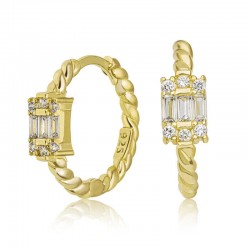 Gümüş Baget Taşlı Kadın Küpe Gümüş Baget Taşlı Kadın Küpe