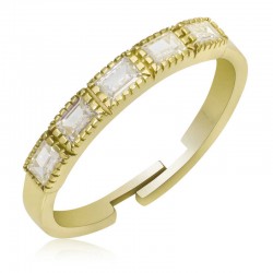 Gümüş Gold Ayarlanabilir Baget Kadın Yüzük Gümüş Gold Ayarlanabilir Baget Kadın Yüzük