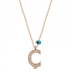 Gümüş Nazar Rose Ç Harfi Kadın Kolye Gümüş Nazar Rose Ç Harfi Kadın Kolye