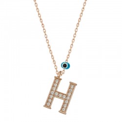 Gümüş Nazar Rose H Harfi Kadın Kolye Gümüş Nazar Rose H Harfi Kadın Kolye