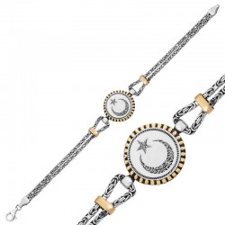 Gümüş Ay Yıldız Erkek Bileklik Gümüş Ay Yıldız Erkek Bileklik