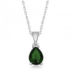 Gümüş Yeşil Kristal Damla Taşlı Kadın Kolye Gümüş Yeşil Kristal Damla Taşlı Kadın Kolye