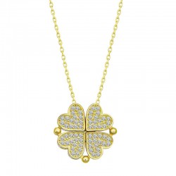 Gümüş Gold Kalpli Açılabilen Yonca Kadın Kolye Gümüş Gold Kalpli Açılabilen Yonca Kadın Kolye