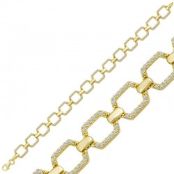 Gümüş Gold Kare Taşlı Kadın Bileklik Gümüş Gold Kare Taşlı Kadın Bileklik