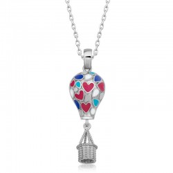 Gümüş Kalpli Kapadokya Balon Kadın Kolye